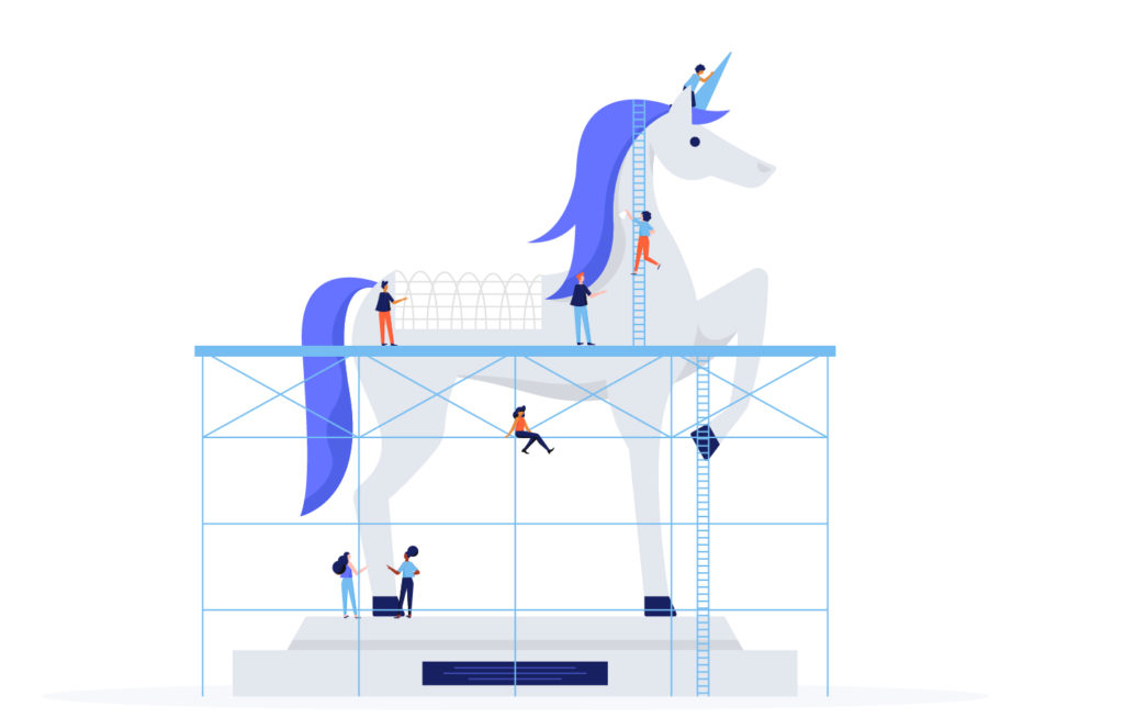 people building a unicorn