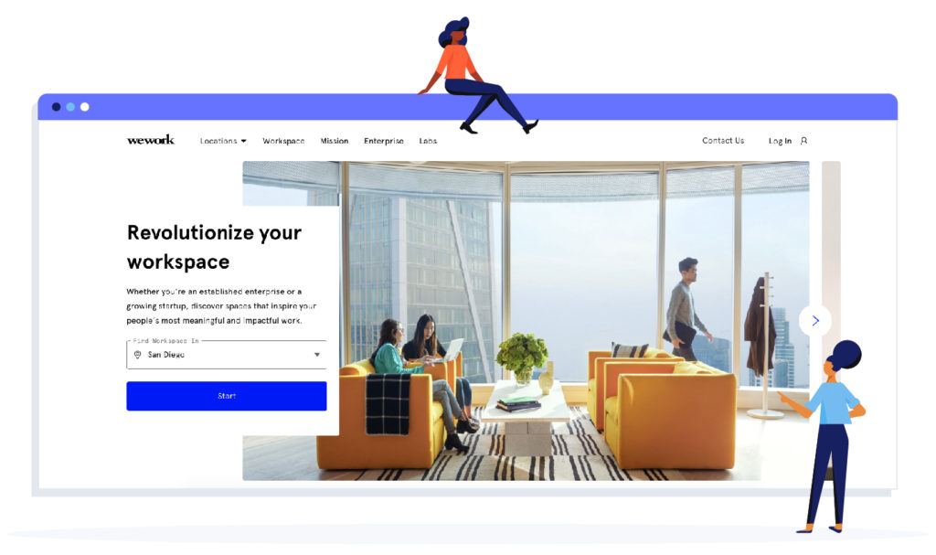WeWork landing page