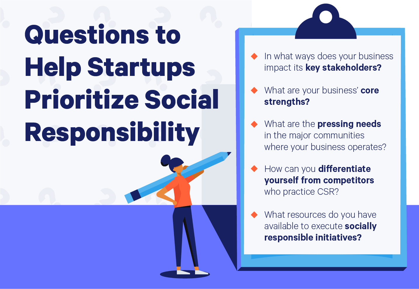 clipboard with questions to help startups prioritize social responsibility